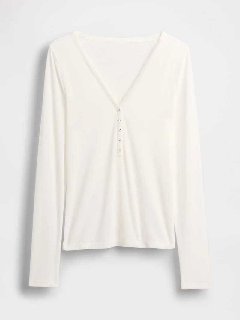 Sheer Rib Henley T-Shirt