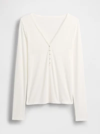 Sheer Rib Henley T-Shirt