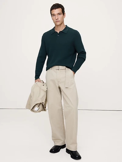 Merino Waffle-Knit Sweater Polo