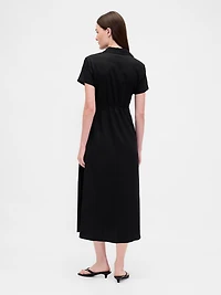 Linen-Blend Midi Shirtdress
