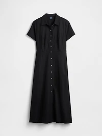 Linen-Blend Midi Shirtdress