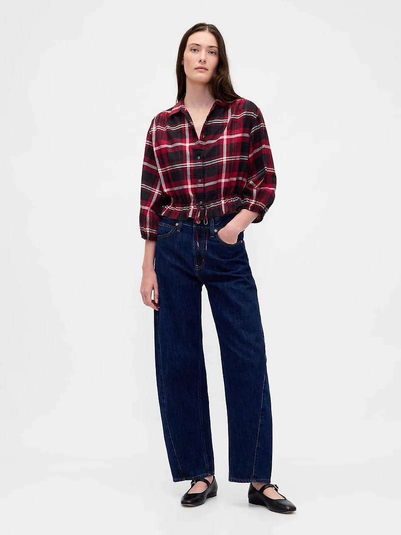 Plaid Tie-Waist Top