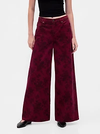Mid Rise Floral Baggy Jeans