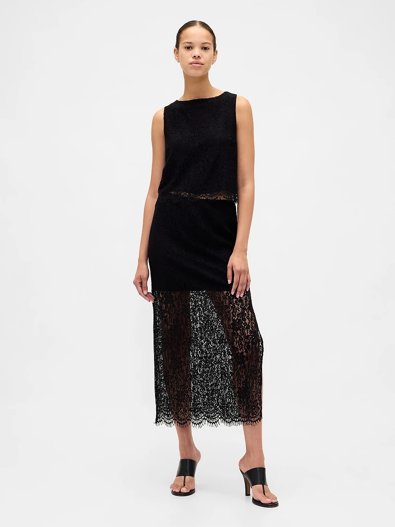 Lace Boatneck Crop Shell Top