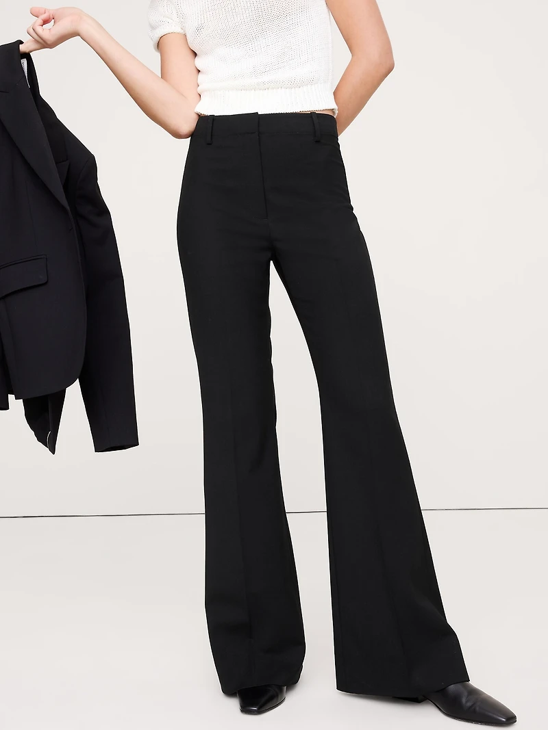 High-Rise Flare Italian Lightweight Wool Pant
