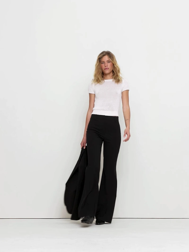 High-Rise Flare Italian Lightweight Wool Pant