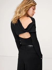 Matte Jersey Twisted Long-Sleeve Top