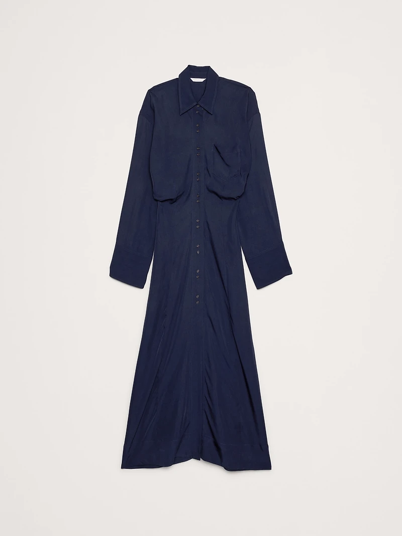 Drapey Twill Shirt Dress