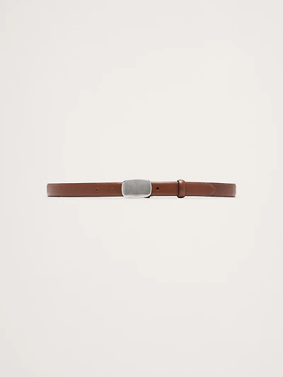 Leather Plaque-Buckle Belt