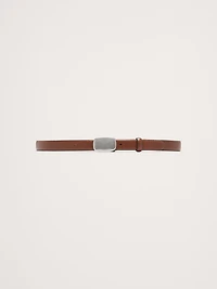 Leather Plaque-Buckle Belt