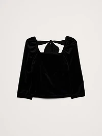 Cotton Velvet Puff-Sleeve Top