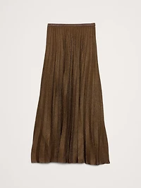 Pleated Metallic Sweater Skirt