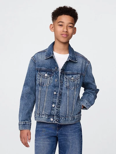 Veste en denim emblématique et en coton biologique pour Enfant