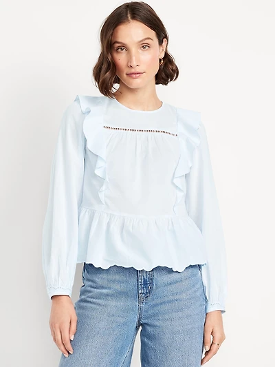 High-Neck Ruffle Peplum Top