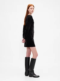 Velvet V-Neck Pocket Mini Dress