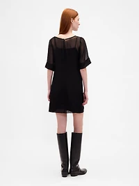 Sheer Organza Mini Shift Dress
