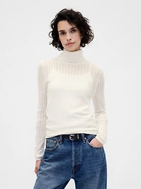 Pointelle Turtleneck Sweater