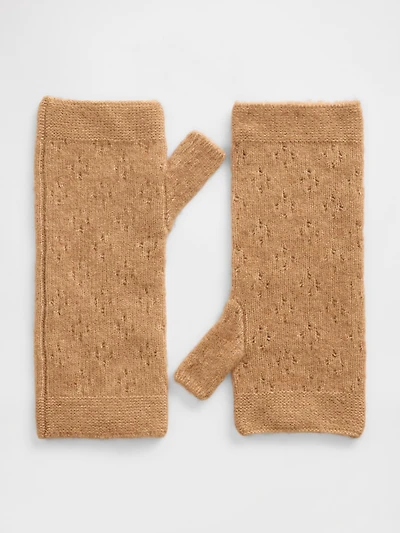 Pointelle Fingerless Mittens