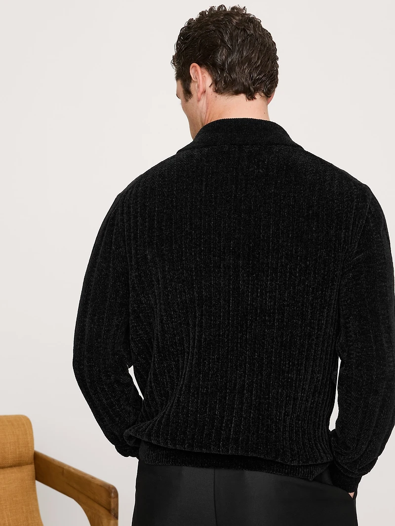 Ribbed Chenille Sweater Polo