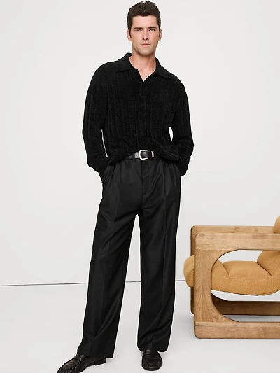 Ribbed Chenille Sweater Polo