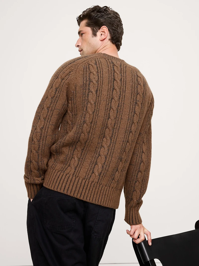 Italian Merino-Blend Cable-Knit Sweater
