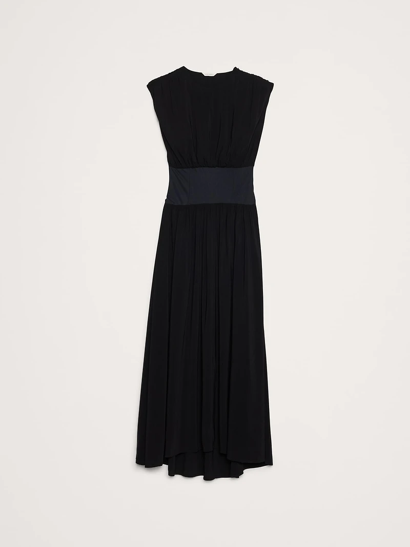 Stretch-Crepe Drop-Waist Maxi Dress