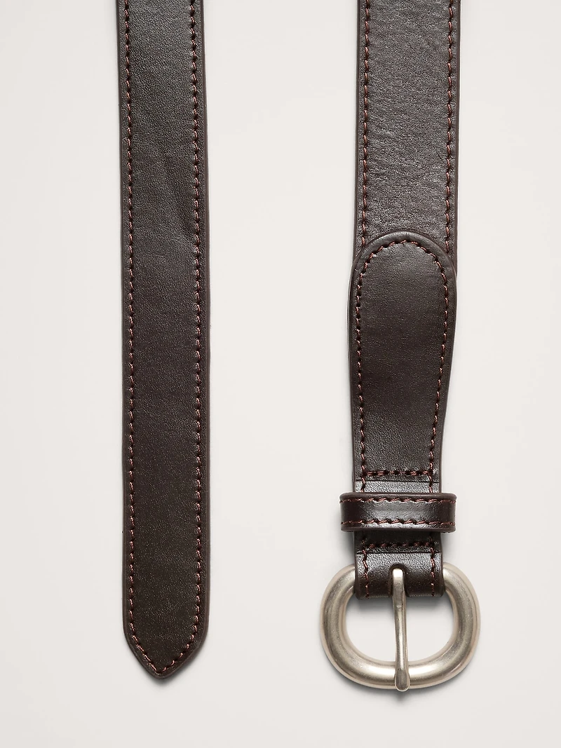 Topstitch Leather Tapered Belt