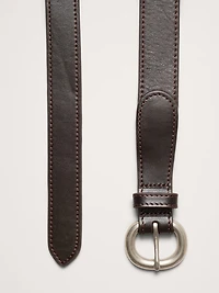 Topstitch Leather Tapered Belt