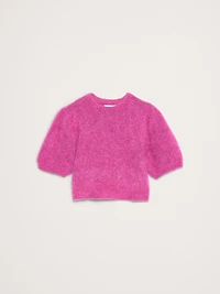 Fuzzy Alpaca-Blend Puff-Sleeve Sweater