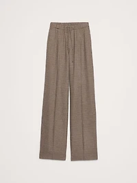 Wide-Leg Flannel Drawstring Pull-On Pant