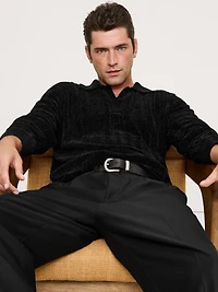 Ribbed Chenille Sweater Polo