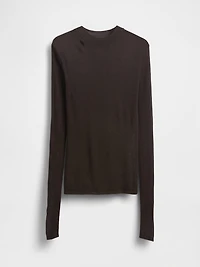 High-Neck Sheer Sweater