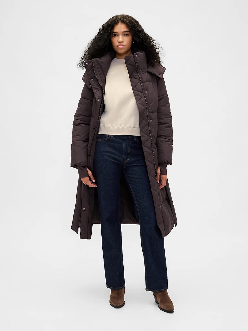 Belted Long Puffer Coat