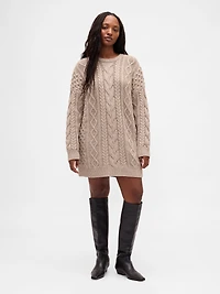 Cable-Knit Mini Sweater Dress