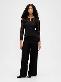 Lace Button-Front Top