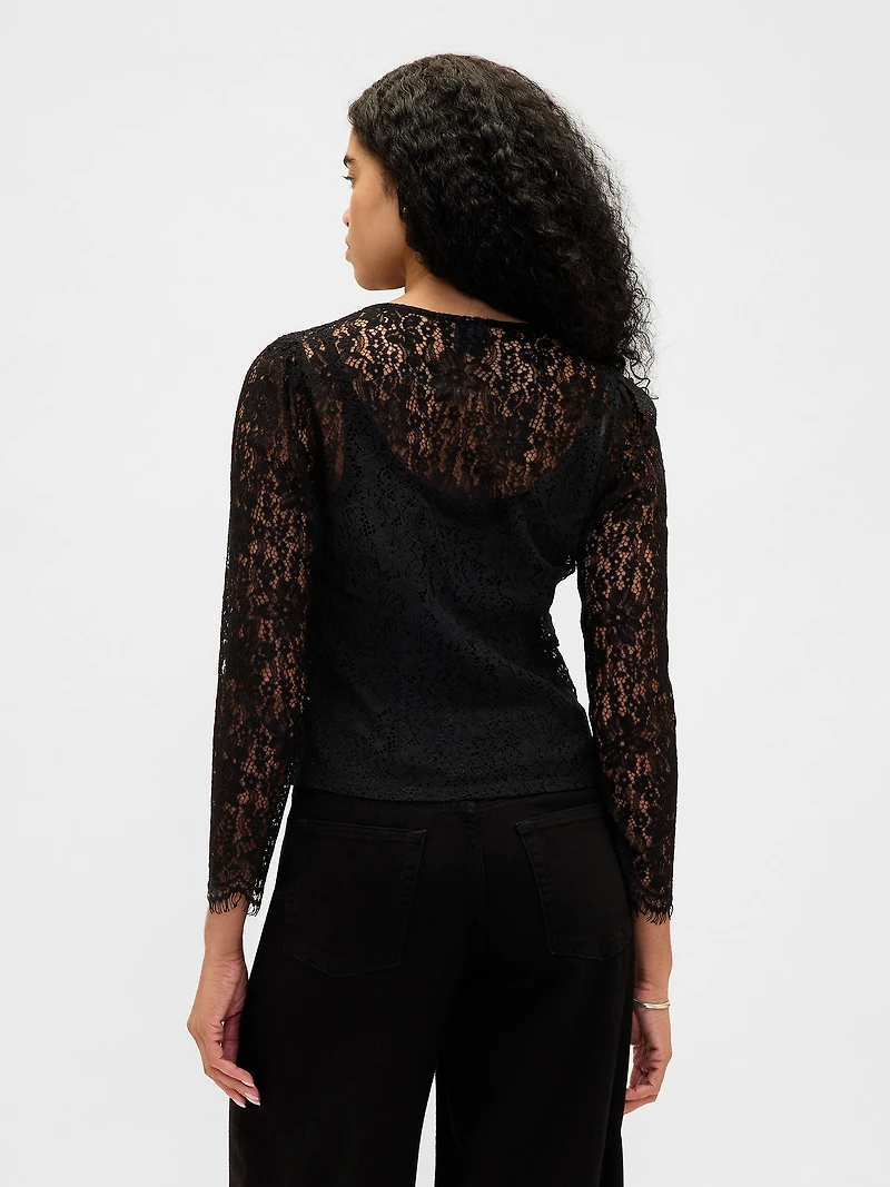 Lace Button-Front Top