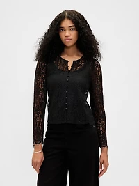 Lace Button-Front Top