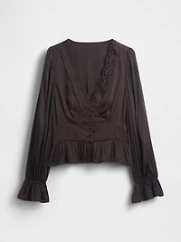 Eyelet V-Neck Peplum Top