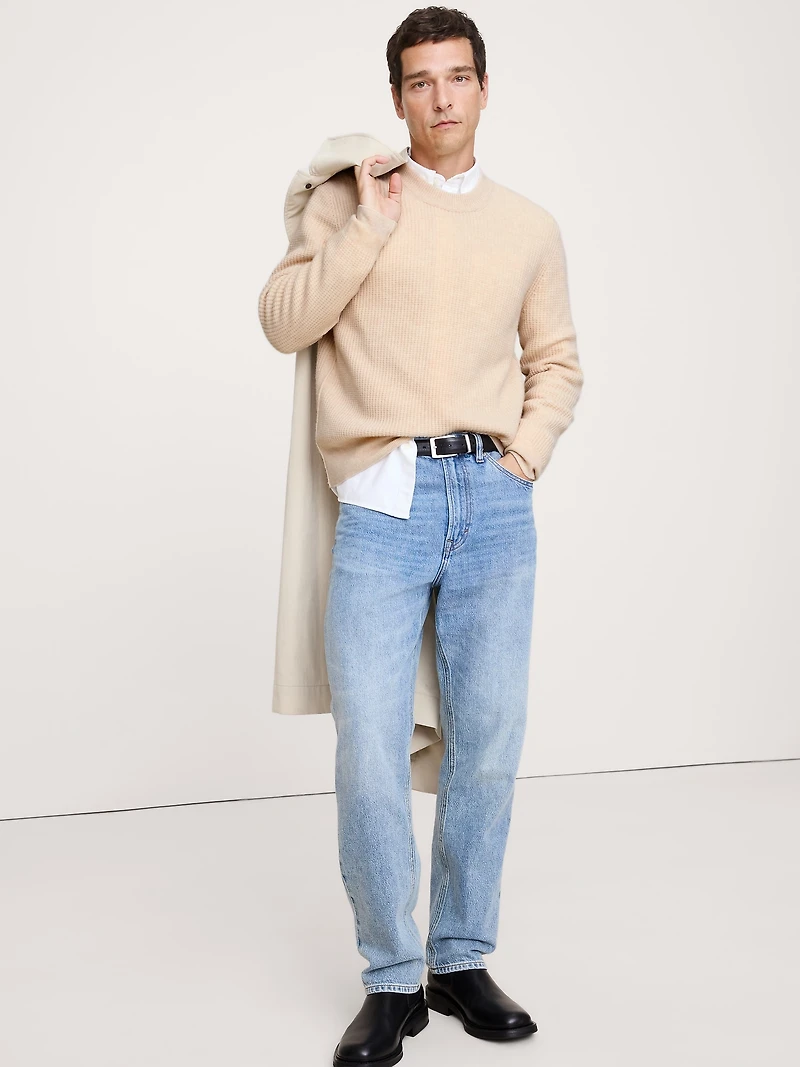 Italian Merino-Cashmere Waffle-Knit Sweater