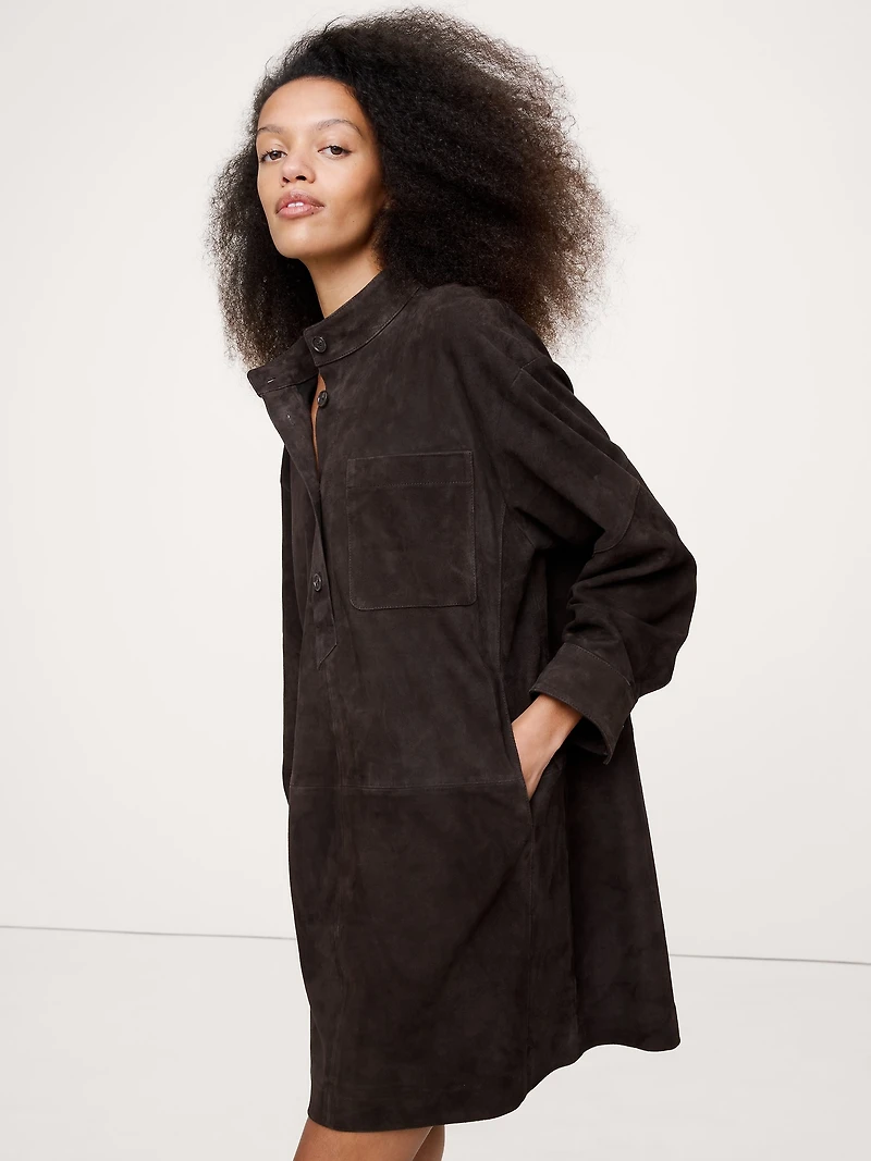 Suede Popover Shift Dress