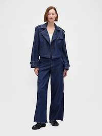 UltraSoft Denim Crop Trench Jacket