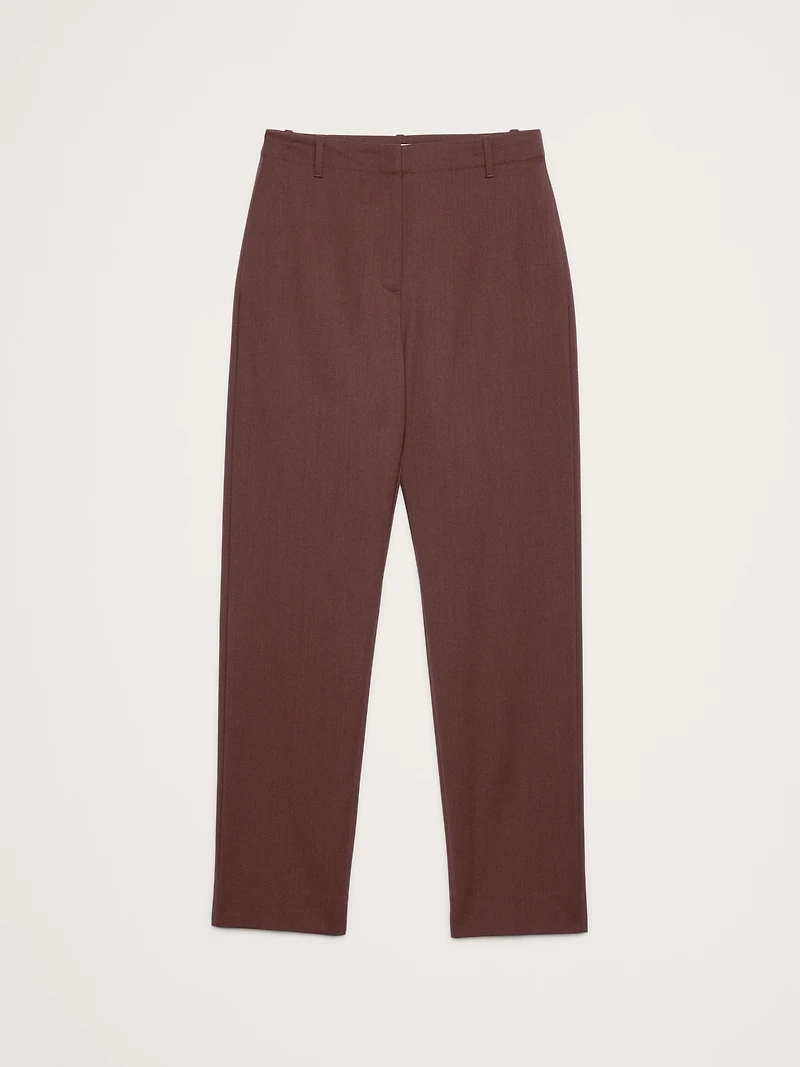 High-Rise Slim Italian Lightweight Wool Ankle Pant