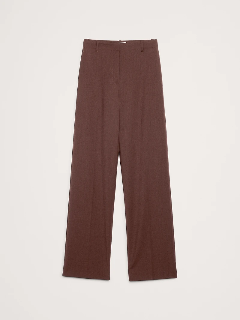 High-Rise Modern Straight Italian Lightweight Wool Pant