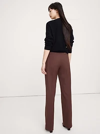 High-Rise Modern Straight Italian Lightweight Wool Pant