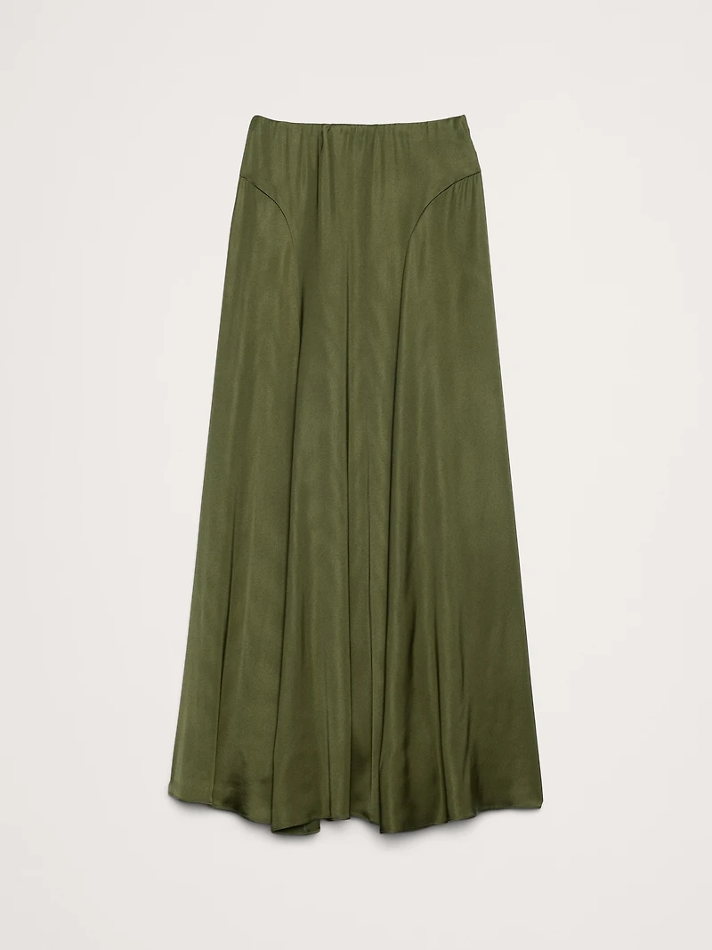 Stretch-Satin Maxi Skirt