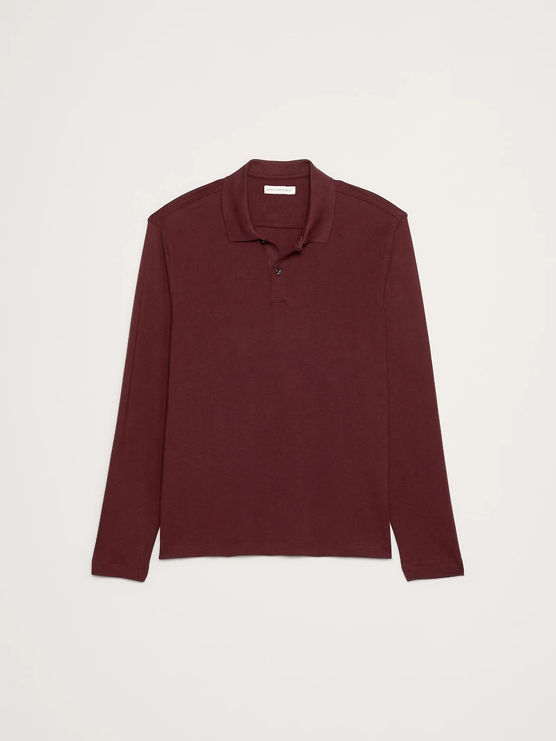 Luxury-Touch Long-Sleeve Polo