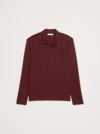 Luxury-Touch Long-Sleeve Polo