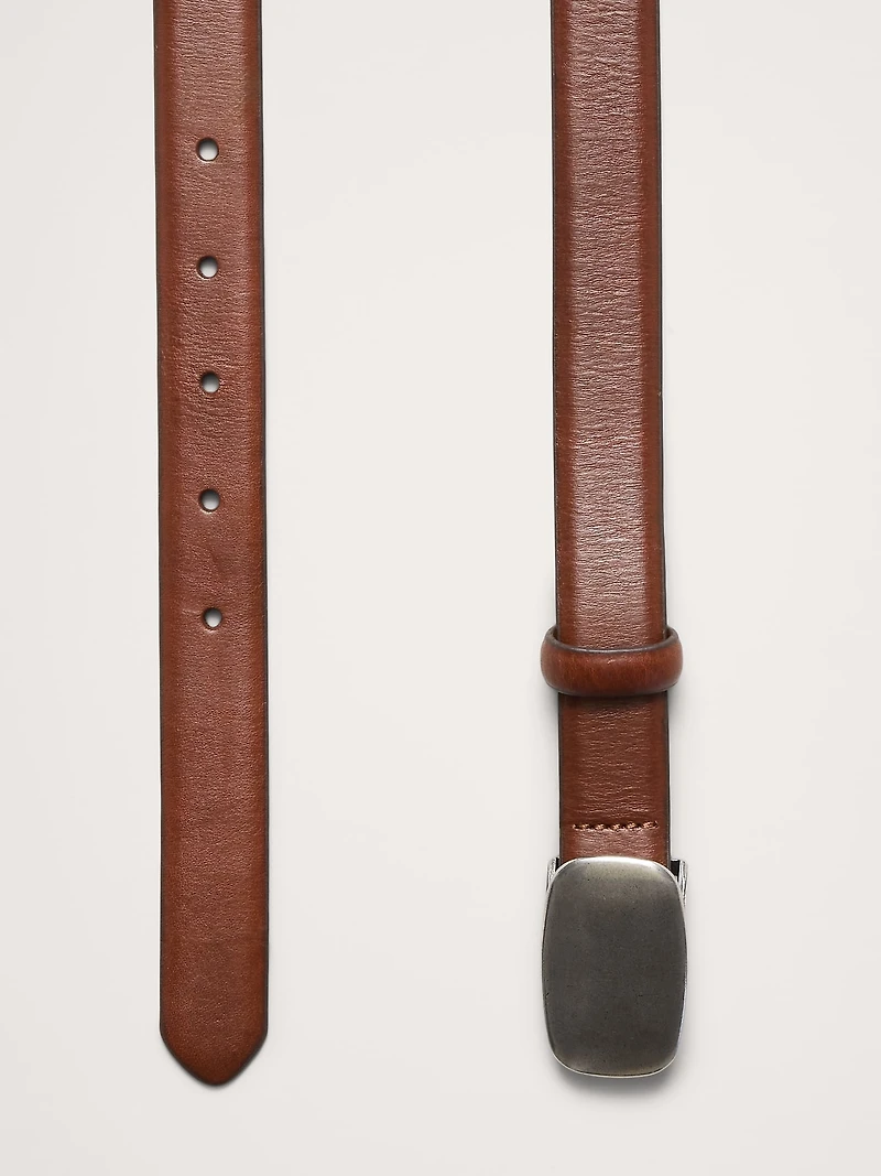 Leather Plaque-Buckle Belt