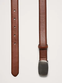 Leather Plaque-Buckle Belt