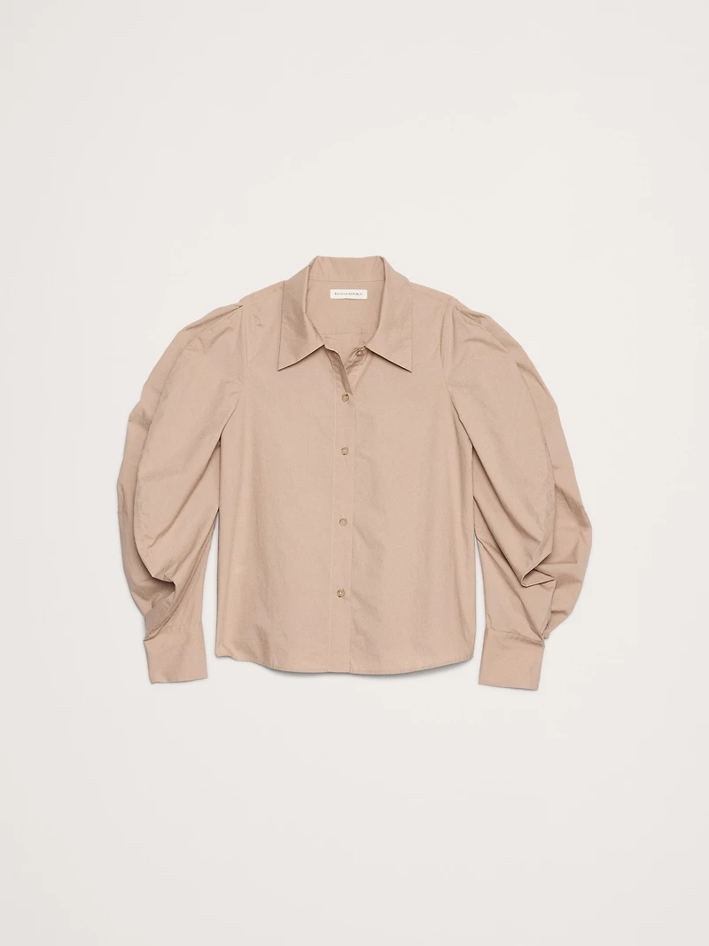 Cotton Poplin Volume-Sleeve Shirt